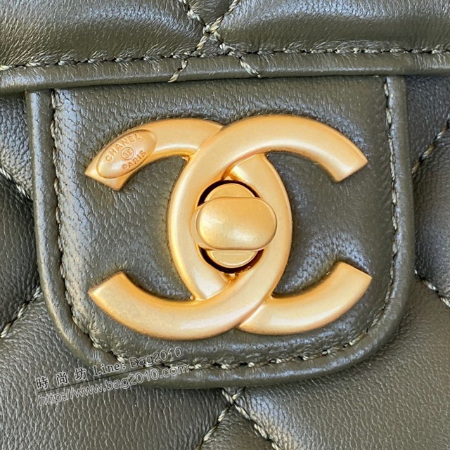 Chanel專櫃新款22K復古黑金方胖大號女包 AS3649 香奈兒山羊皮大號小方胖 djc4433